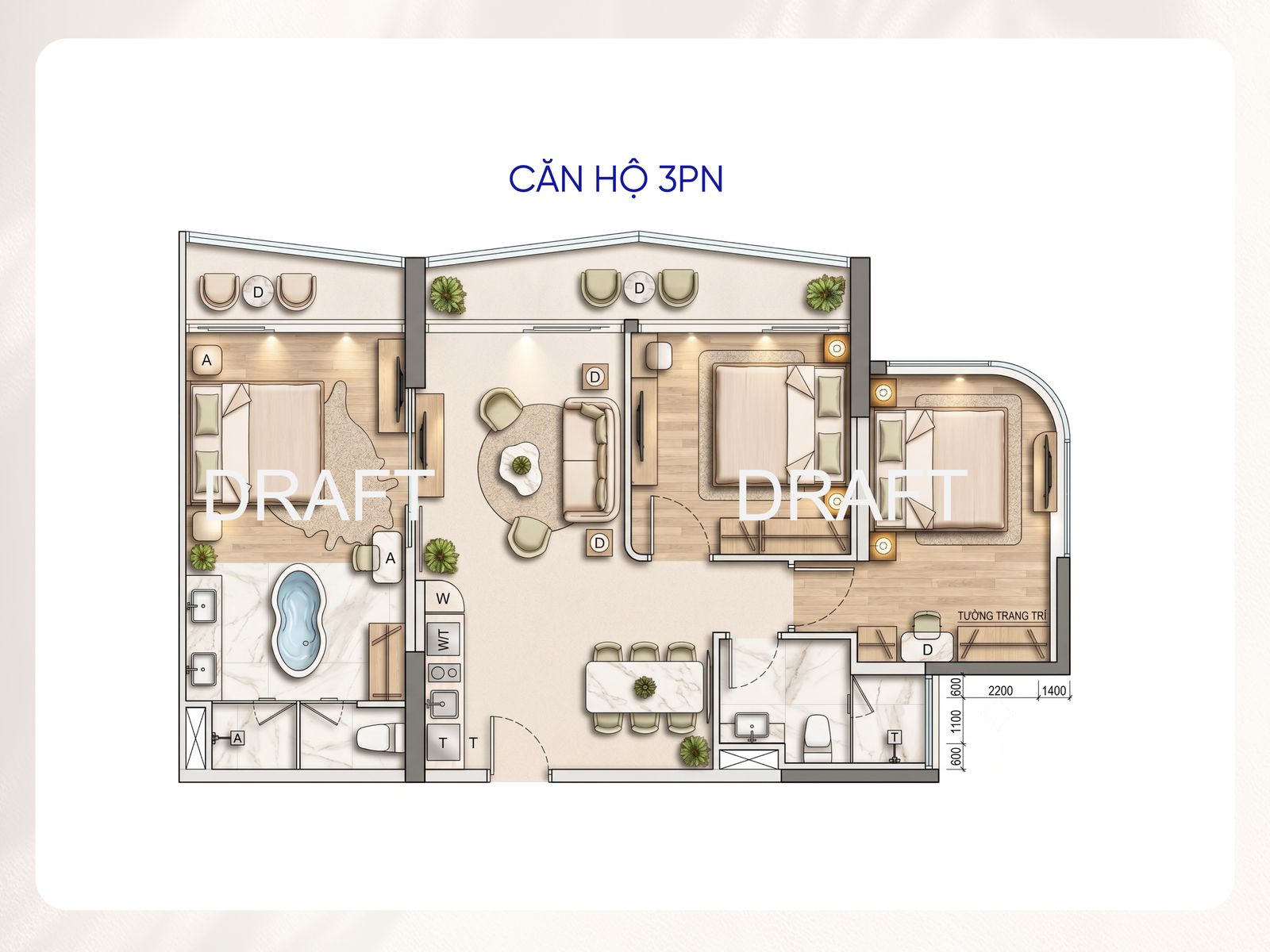 Layout căn hộ 3PN Alora